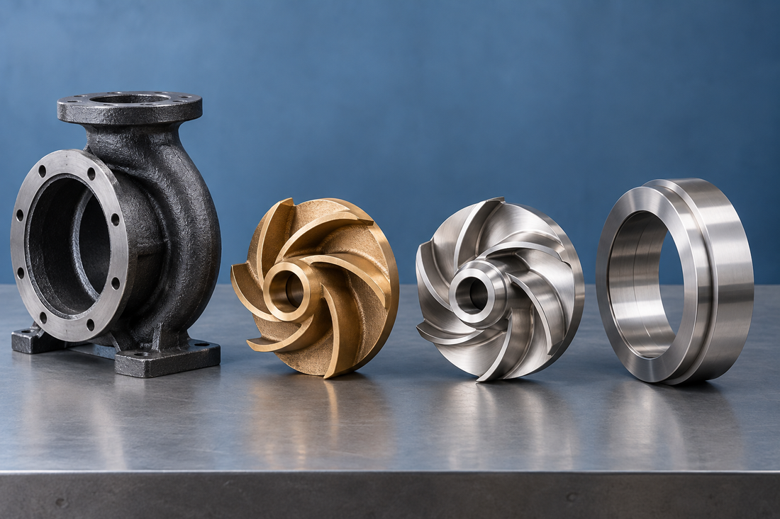 Illustrative marine pump component materials