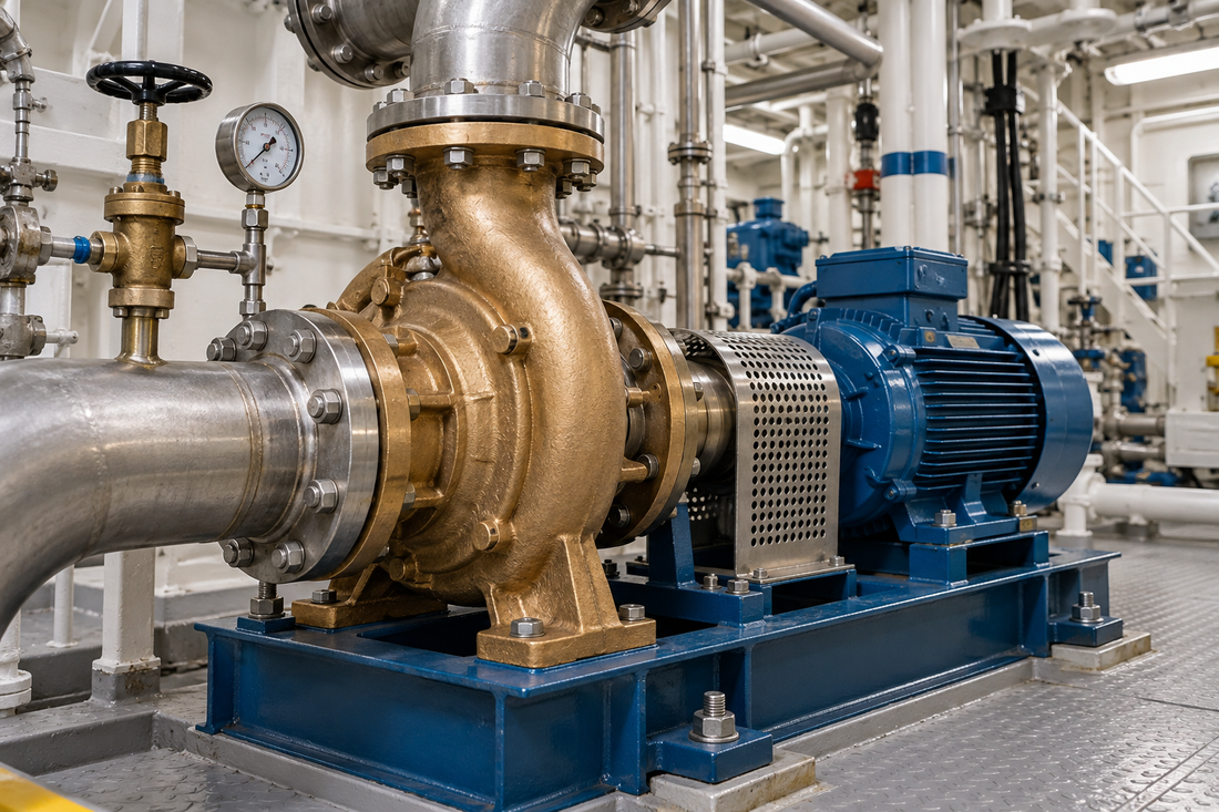 Illustrative marine pump seawater cooling installation