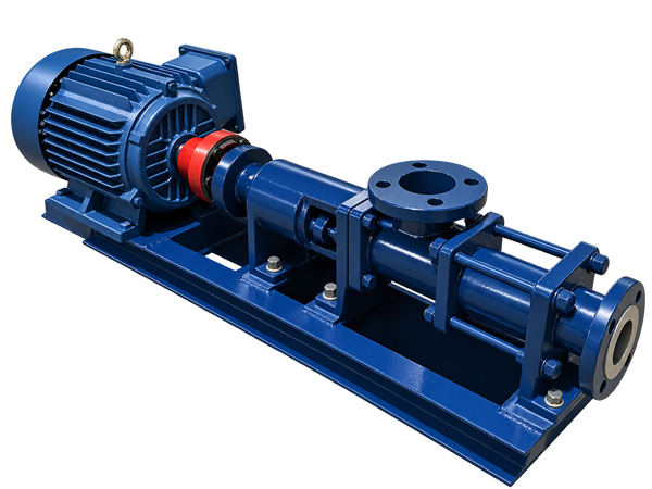 G20-1 Single-Screw Pump, blue pump and motor on a baseplate.